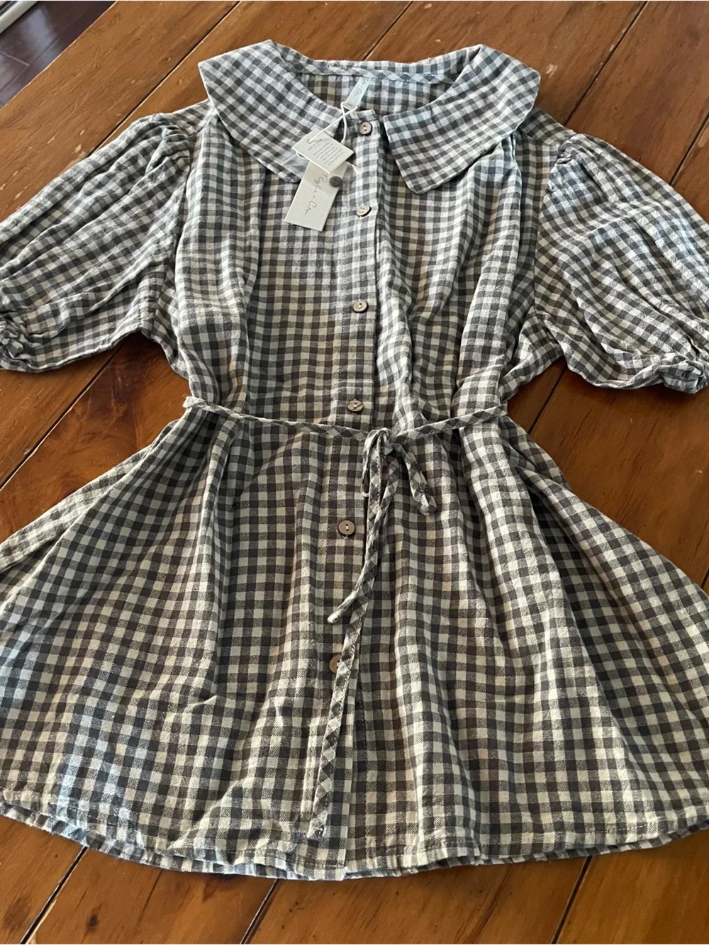 Rylee + Cru Green and White Gingham Dress Set